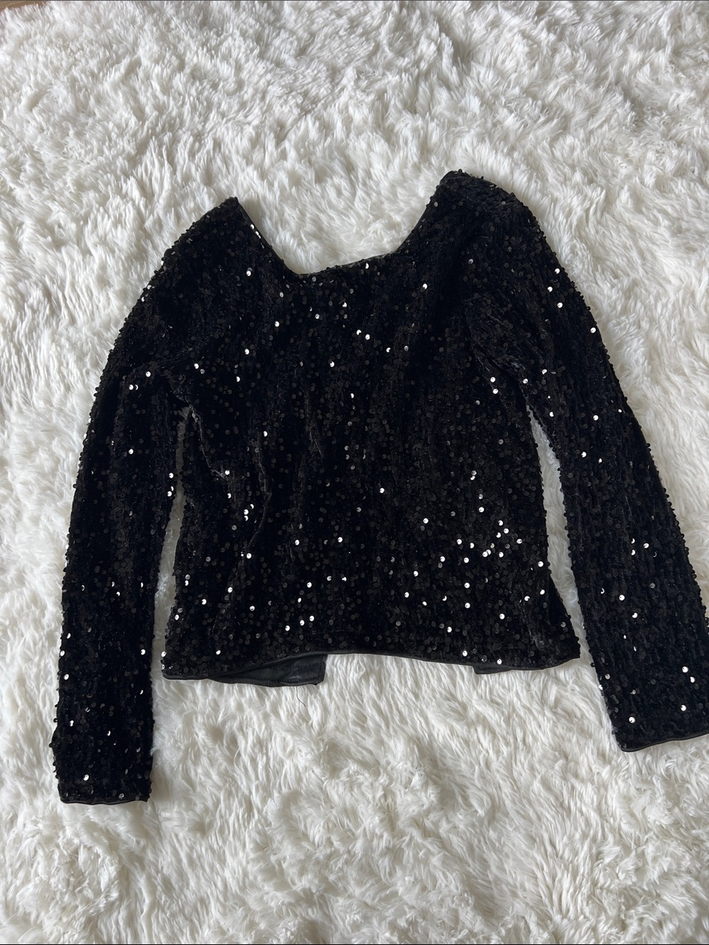Black Sequin Long Sleeve Top